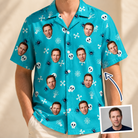 Man wearing Men's Cranium Capers Custom Face Hawaiian Shirt — custom faces printed all-over
