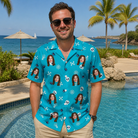 Real-life photo of someone wearing Men's Cranium Capers Custom Face Hawaiian Shirt — custom faces printed all-over
