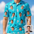 Man wearing Men's Cranium Capers Custom Face Polo Shirt — custom faces printed all-over