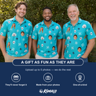 Friends in matching Men's Cranium Capers Custom Face Polo Shirt — a group gift photo