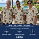 Friends in matching Men's Bony Boogie Custom Face Hawaiian Shirt — a group gift photo