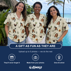 Friends in matching Women's Bony Boogie Custom Face Hawaiian Shirt — a group gift photo