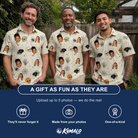 Friends in matching Men's Bony Boogie Custom Face Polo Shirt — a group gift photo