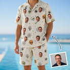 Man wearing Men's Bony Boogie Custom Face Shirt & Shorts Set — custom faces printed all-over