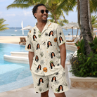 Real-life photo of someone wearing Men's Bony Boogie Custom Face Shirt & Shorts Set — custom faces printed all-over
