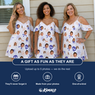 Friends in matching Women's Skull Shuffle Custom Face Off-Shoulder Dress — a group gift photo