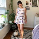 Full-length photo with the pet printed all over this Women's Skull Shuffle Custom Cat Face Tank Dress