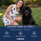 Friends in matching Women's Skull Shuffle Custom Dog Face V-Neck Dress — a group gift photo