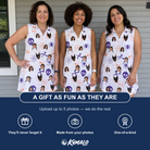Friends in matching Women's Skull Shuffle Custom Face V-Neck Dress — a group gift photo