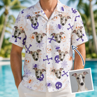 Man wearing Men's Skull Shuffle Custom Dog Face Hawaiian Shirt — custom faces printed all-over