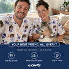 Friends in matching Women's Skull Shuffle Custom Cat Face Hawaiian Shirt — a group gift photo