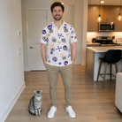 Full-length photo with the pet printed all over this Men's Skull Shuffle Custom Cat Face Polo Shirt
