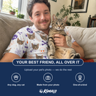 Friends in matching Men's Skull Shuffle Custom Cat Face Polo Shirt — a group gift photo