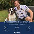 Friends in matching Men's Skull Shuffle Custom Dog Face Polo Shirt — a group gift photo