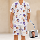 Man wearing Men's Skull Shuffle Custom Face Shirt & Shorts Set — custom faces printed all-over