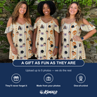 Friends in matching Women's Webbed Bones Custom Face Off-Shoulder Dress — a group gift photo