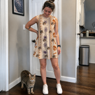 Full-length photo with the pet printed all over this Women's Webbed Bones Custom Cat Face Tank Dress