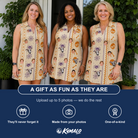 Friends in matching Women's Webbed Bones Custom Face V-Neck Dress — a group gift photo