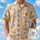 Man wearing Funny Playful Cartoon Skulls And Skeleton Bones Custom Dog Face Hawai… — custom faces printed all-over