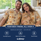Friends in matching Women's Webbed Bones Custom Cat Face Hawaiian Shirt — a group gift photo