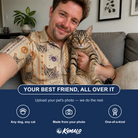 Friends in matching Men's Webbed Bones Custom Cat Face Polo Shirt — a group gift photo