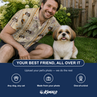 Friends in matching Men's Webbed Bones Custom Dog Face Polo Shirt — a group gift photo