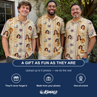Friends in matching Men's Webbed Bones Custom Face Polo Shirt — a group gift photo