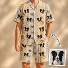 Man wearing Men's Webbed Bones Custom Dog Face Shirt & Shorts Set — custom faces printed all-over