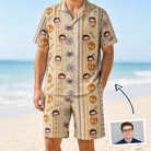 Man wearing Men's Webbed Bones Custom Face Shirt & Shorts Set — custom faces printed all-over