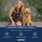 Friends in matching Women's Moonlit Millinery Custom Dog Face V-Neck Dress — a group gift photo