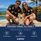 Friends in matching Women's Moonlit Millinery Custom Dog Face Hawaiian Shirt — a group gift photo