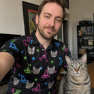 Selfie with the pet whose face is printed all over this Men's Moonlit Millinery Custom Cat Face Polo Shirt