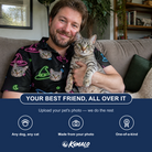 Friends in matching Men's Moonlit Millinery Custom Cat Face Polo Shirt — a group gift photo