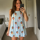 Real-life photo of someone wearing Women's Wicked Peaks Custom Face Tank Dress — custom faces printed all-over