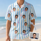 Man wearing Men's Wicked Peaks Custom Face Hawaiian Shirt — custom faces printed all-over