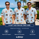 Friends in matching Men's Wicked Peaks Custom Face Hawaiian Shirt — a group gift photo