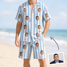 Man wearing Men's Wicked Peaks Custom Face Shirt & Shorts Set — custom faces printed all-over