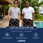 Friends in matching Men's Pointy Party Custom Face Beach Shorts — a group gift photo