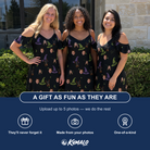 Friends in matching Women's Pointy Party Custom Face Off-Shoulder Dress — a group gift photo