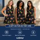 Friends in matching Women's Pointy Party Custom Face V-Neck Dress — a group gift photo