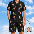 Man wearing Men's Pointy Party Custom Face Shirt & Shorts Set — custom faces printed all-over