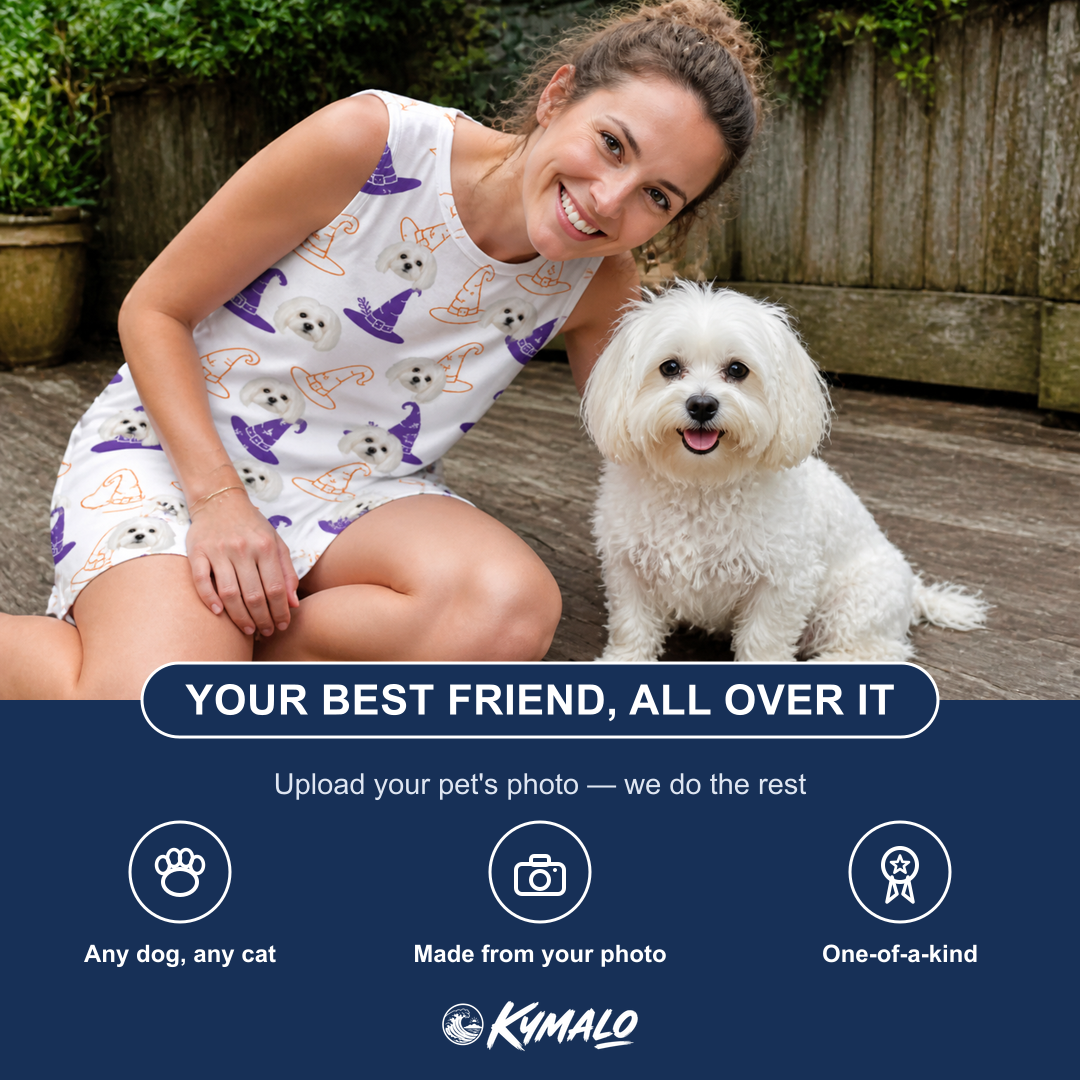 Friends in matching Women's Cauldron Crowns Custom Dog Face Tank Dress — a group gift photo