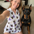 Selfie with the pet whose face is printed all over this Women's Cauldron Crowns Custom Dog Face V-Neck Dress