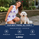 Friends in matching Women's Cauldron Crowns Custom Dog Face V-Neck Dress — a group gift photo