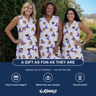 Friends in matching Women's Cauldron Crowns Custom Face V-Neck Dress — a group gift photo