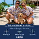Friends in matching Men's Cauldron Crowns Custom Dog Face Hawaiian Shirt — a group gift photo