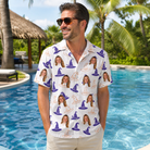 Real-life photo of someone wearing Men's Cauldron Crowns Custom Face Hawaiian Shirt — custom faces printed all-over