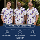 Friends in matching Men's Cauldron Crowns Custom Face Polo Shirt — a group gift photo