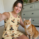Selfie with the pet whose face is printed all over this Women's Spellbound Spires Custom Cat Face Tank Dress