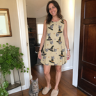 Full-length photo with the pet printed all over this Women's Spellbound Spires Custom Cat Face Tank Dress